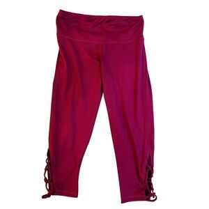 Champion Burgundy Capri Leggings – Women's Size M – Lattice Tie Hem